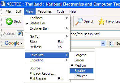 Thai Setting for IE